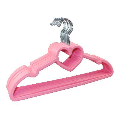 China Wholesale Modern Heart Shape Beautiful Home Decor Slip Clothes Non Coating Velvet Hanger Flocking Hanger for sale