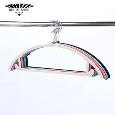 China Others Manufacturer Wholesale Cheap Colorful Plastic Velvet Clothes Bow Shaped Hanger for sale