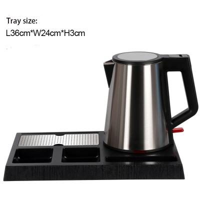 China 360 Degree Small Size Stainless Steel Base Electric Kettle Set Rotation Electric Hotel Tray Kettle With Tray Set for sale