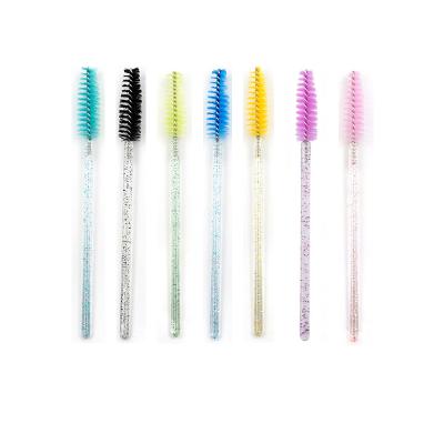 China Beauty Care Make Tools 50PCS/ PACK Disposable nylon mascara wands lash spoolies with Crystal handle  for lash extension for sale