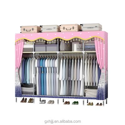 China Adjustable Foldable Steel Tube Portable Cloth Cabinet (Other) Wardrobes Clothes Organizer with Oxford Cloth Cover for sale