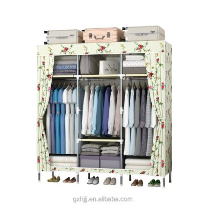 China (Other) 3 Column Adjustable Metal Pipe Collapsible Wardrobe with Canvas Cover for sale