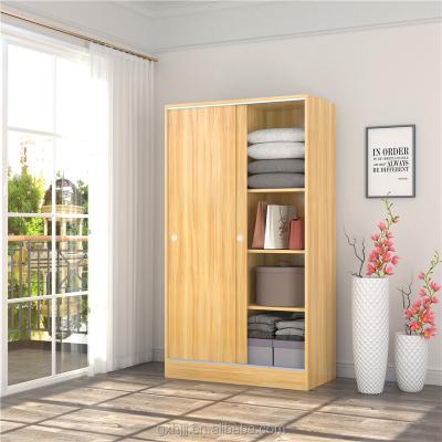 China Modern Double Sliding Door Wardrobe Bedroom MDF Factory Price Clothes Cabinet Wood Wardrobe for sale