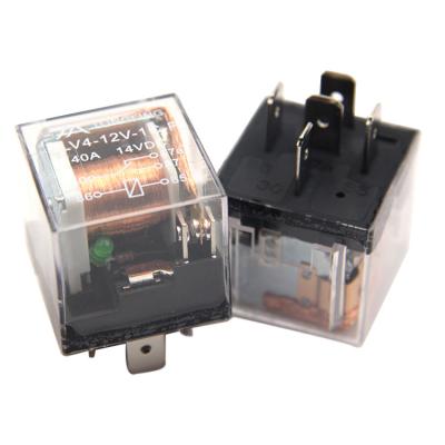 China TLV4 1912 12V 24V 5 Pin Sealed 40A Transparent Shell With LED Relays Automotive Relay Factory Direct Sale for sale