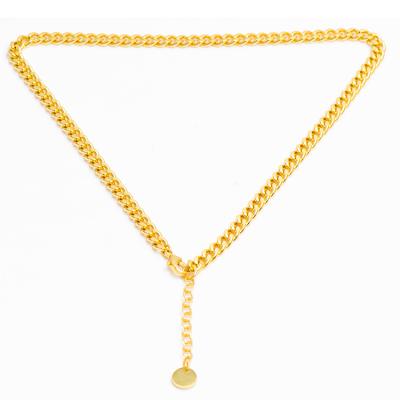 China Hiphop Minimalism 18K Gold Plated Jewelry Mens Brass Link Chain Necklaces for sale