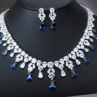 China CLASSIC Guandong Jewelry Factory Earring Necklace Setting Green Blue Spinel and Zircon for sale