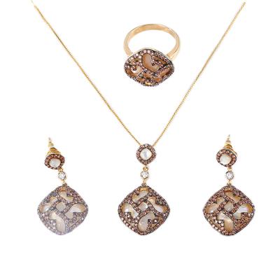 China Wholesale European BROOM CLASSIC Ring Pendant Style Earring and Necklace Jewelry Set for sale