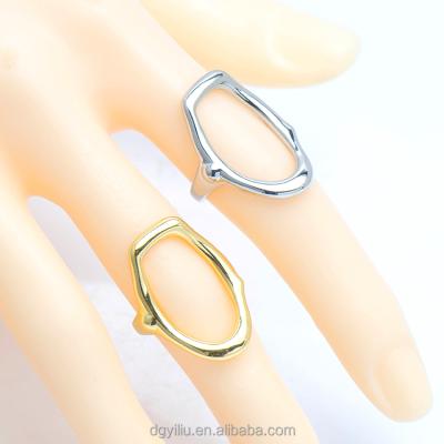 China TRENDY Fashion Large Irregular Hollow Oval Open Rings 18k Gold Plated Geometric Adjustable Rings for sale