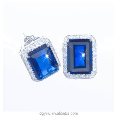 China Wholesale Custom FASHIONABLE Blue Spinel Clip On Earrings 925 Sterling Silver Champagne Earrings Jewelry Women for sale