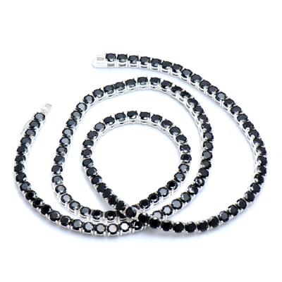 China Wholesale CLASSIC Manufacture 925 Sterling Silver Black Diamond CZ Iced Out Tennis Chain Necklace Jewelry for sale