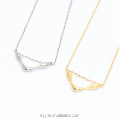 China Fashion TRENDY Minimalist V Shape Jewelry V Letter Pendant 18k Gold Plated Pendant Necklace For Women for sale