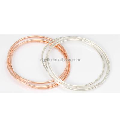 China CLASSIC Minimalist Thin Tube Gold Color Women Jewelry Big Round Circle Stacking Silver Bracelet 3pcs Set for sale