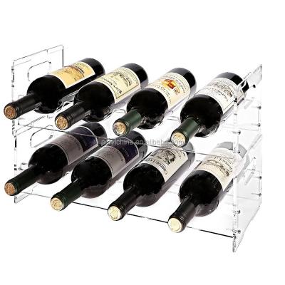 China Morden 8 Bottle Modern Clear Acrylic Stackable Organizer Display Wine Rack for sale