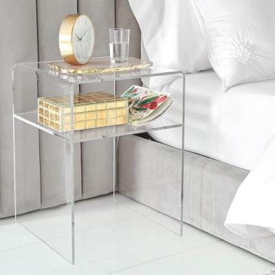 China Modern Furniture Lucite Clear Nightstand Table Acrylic End Table Side Desk for sale