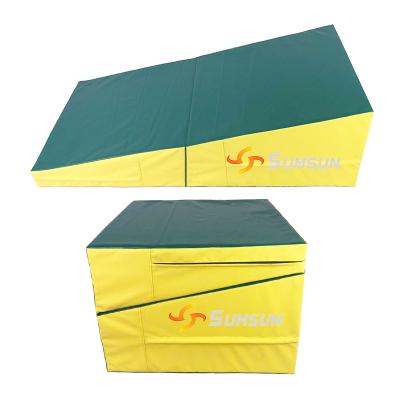 China PU+EPE/XPE Foam Folding Skill Shape Slope Gym Aerobics Home Sports Kids Play Mat for sale