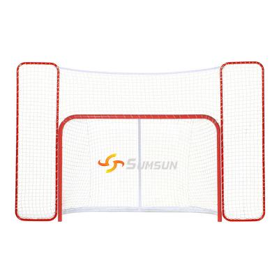 China Foldable Stainless Steel Hockey Goal With Backstop And Wedge Catchers / 72