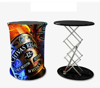 China Outdoor Foldable aluminum Custom Trade Show table Display stand oval pop up bar counter for sale