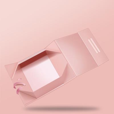 China Recyclable Custom Design Matte Pink Cardboard Rigid Paper Large Gift Packaging Magnetic Folding Box For Wedding Dress for sale