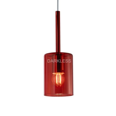 China Simple Modern Decoration Fashion Modern Glass Ceiling Indoor Red Lamp E27 Led Glass Pendant Light For Restaurant Dining Room for sale