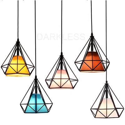 China Minimalist Scandinavian Metal Cage Pendant Light Iron Attic Pyramid Pendant Lamp Modern Retro Birdcage for sale