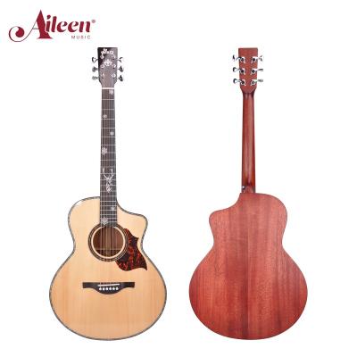 China Solid Sitka Pruce with High Quality BROOM Inlay AileenMusic 40