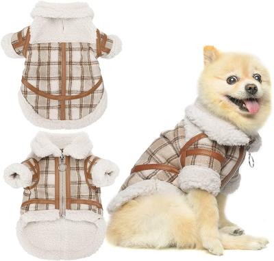 China Sustainable Custom Luxury Warm Winter Clothes Jacket Small Dog Woolen Coat With Zipper for sale