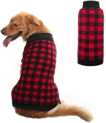 China Viable Factory Winter Plaid Design Custom Soft Comfortable Acrylic Pet Sweater Dog Clothes for sale