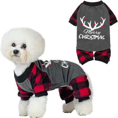 China Custom Viable Plaid Design Soft Breathable Pet Pajamas For Dog Clothes Winter Warm Fleece for sale