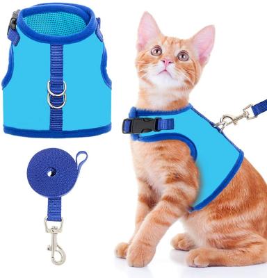 China Custom Color Viable Mesh Cat Dog Adjustable Waist Soft Breathable Harness And Leash for sale