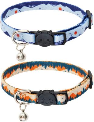 China Luxury Polyester Pet Quick Release Mountain Pattern Soft Material Print Collars For Small Cats for sale