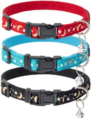 China Cat Collar Reflective Pretty Quick Release Moon Adjustable Star Profile With Bell for sale