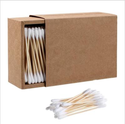 China Eco - Friendly Disposable Soft Single Head Round Wooden Stick Portable Cotton Buds for sale