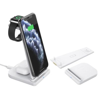 China Multifunctional 3in1 Portable Phone/Earphone/Smart Watch Charger for Mobile Phone Earphones and Watch,Wireless Charger Foldable Charging Station for sale