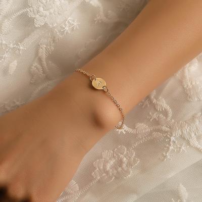 China New Cute 26 FJ Letter Bracelet Female 26 Round English Letters Beach Pendant for sale