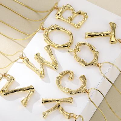 China Other Bamboo Gold FJ 26 Metal Personality Letter English Necklace Fashion Jewelry for sale