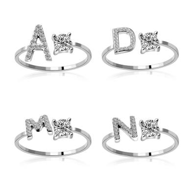 China Popular Letters Ring Set English Zircon Ring FJ 2022 Open Ringringsladies Cute 26 for sale