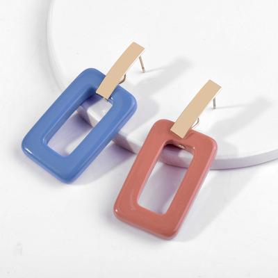 China Resin TRENDY Colorful Rectangle Dangle Earrings For Women Acrylic Matt Geometric Drop Earrings Fashion Female Jewelry Accessories for sale