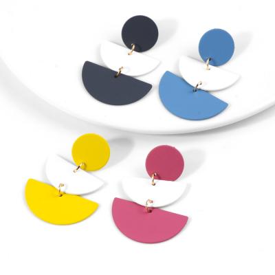 China New TRENDY spray paint semicircular drop earrings for women colorful geometry symmetry earrings shape jewelry accessories for sale