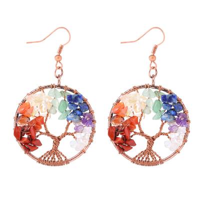 China FJ CLASSICS Crystal Gravel Colorful Tree Root Natural Lucky Tree Wishing Tree Earrings Crystal Tree Earrings for sale