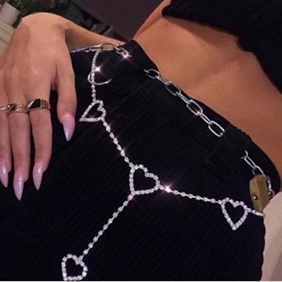 China Hiphop Body Chain Simple Fashion Diamond Love Sexy Waist Chain Lightweight Luxury for sale