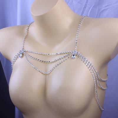 China Wholesale Exquisite Fashion Lady Fashion Rhinestone Shoulder Chain Body Jewelry Accessories Lost Shining Shiny Body Jewelry Accessories Gifts for sale