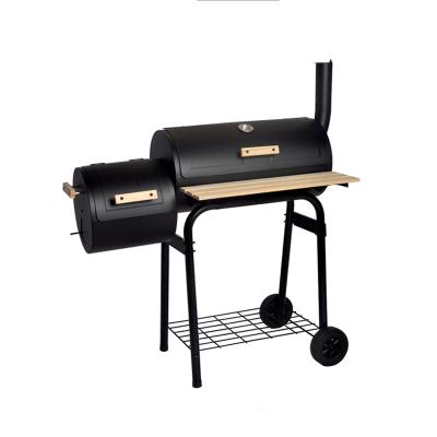 China SEJR Black Charcoal Grill BBQ Grill Offset Easily Gathered Smoker With Side Board 113x102x62cm for sale