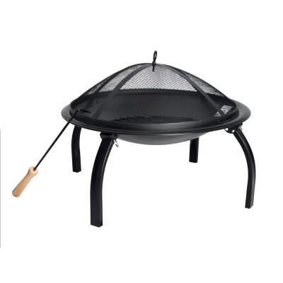 China SEJR Stocked Fire Pit Outdoor Steel Fire Basket 22 Inch 56X56X42cm Black for sale