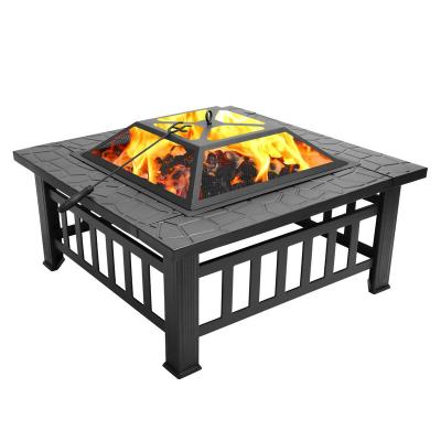 China SEJR 32 Inch Stocked 3 In 1 Steel Large Charcoal Burning Fire Pit Table Outdoor BBQ Grill for sale