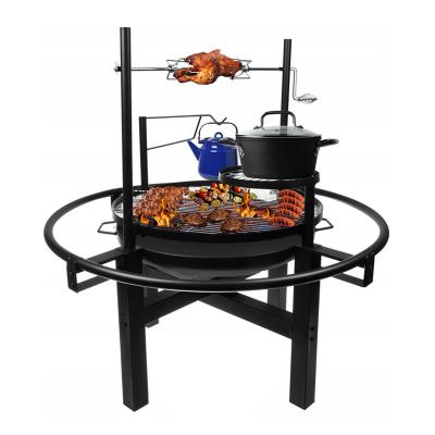 China Fire Pit Double As BBQ Grill SEJR 5 In 1 Large Fire Steel Wood Burning Pit With Outdoor BBQ Roasting Grill Backyard for sale