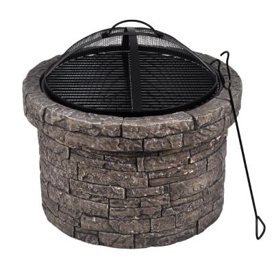 China SEJR Outdoor MgO Patio Round Cast Stone Fire Pit Garden Magnesium Oxide Wood Burning Firepits for sale