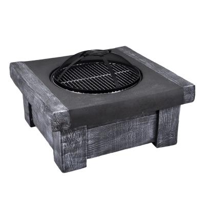 China SEJR Magnesium Oxide Fire Pit Patio MgO Outdoor Garden Table Wood Burning Square BBQ Grill for sale