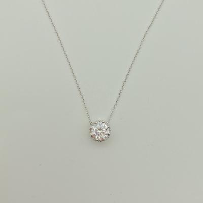 China Wholesale Cute Classic 925 Sterling Silver 3A Fancy Zircon Around Diamond Adjustable Necklace for sale