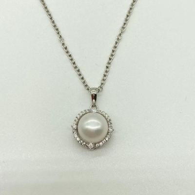 China Cute New Arrival Office 925 Sterling Silver Pearl Pendant Chain Necklace For Women for sale