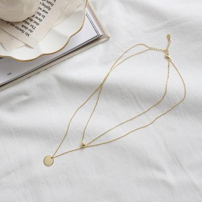 China Fashion TRENDY Design Brand Geometric Round Round Beads Double Clavicle 925 Sterling Silver Necklace For Female for sale